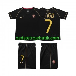 Portugal FIGO 7 Retro Børn Udebane Fodboldtrøje 2006 Kortærmet