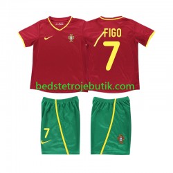 Portugal FIGO 7 Retro Børn Hjemmebane Fodboldtrøje 2002 Kortærmet