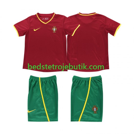 Portugal Retro Børn Hjemmebane Fodboldtrøje 2002 Kortærmet