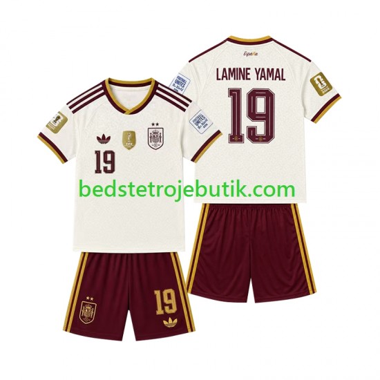 Spanien 2-star Lamine Yamal 19 Børn Udebane Fodboldtrøje 2026-2027 Kortærmet
