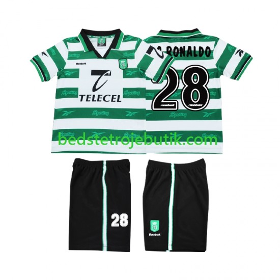 Sporting CP Cristiano Ronaldo 28 2000 Retro Børn Hjemmebane Fodboldtrøje 1999 Kortærmet