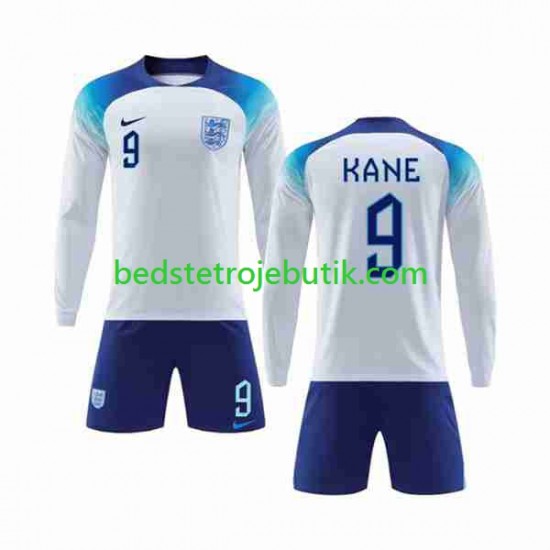 England Kane 9 Børn Hjemmebane Fodboldtrøje World Cup 2022 Langærmet