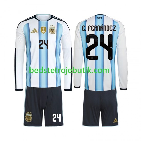 Argentina Enzo Fernandez 24 Børn Hjemmebane Fodboldtrøje World Cup 2026 Langærmet