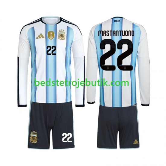 Argentina Franco Mastantuono 22 Børn Hjemmebane Fodboldtrøje World Cup 2026 Langærmet