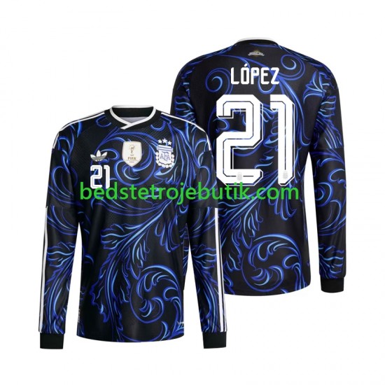 Argentina Jose Manuel Lopez 21 Mænd Udebane Fodboldtrøje World Cup 2026 Langærmet