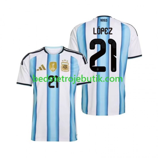 Argentina Jose Manuel Lopez 21 Mænd Hjemmebane Fodboldtrøje World Cup 2026 Kortærmet