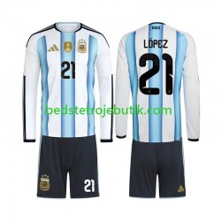 Argentina Jose Manuel Lopez 21 Børn Hjemmebane Fodboldtrøje World Cup 2026 Langærmet