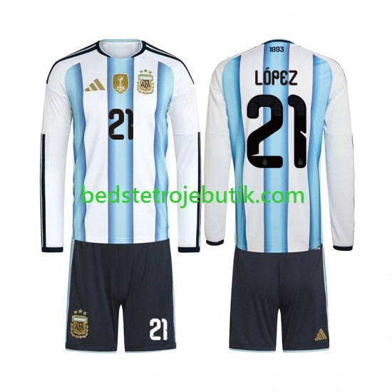 Argentina Jose Manuel Lopez 21 Børn Hjemmebane Fodboldtrøje World Cup 2026 Langærmet