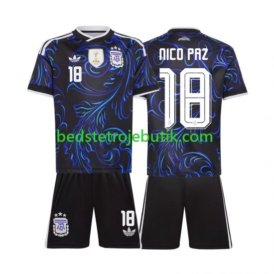 Argentina Nico Paz 18 Børn Udebane Fodboldtrøje World Cup 2026 Kortærmet
