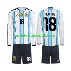 Argentina Nico Paz 18 Børn Hjemmebane Fodboldtrøje World Cup 2026 Langærmet