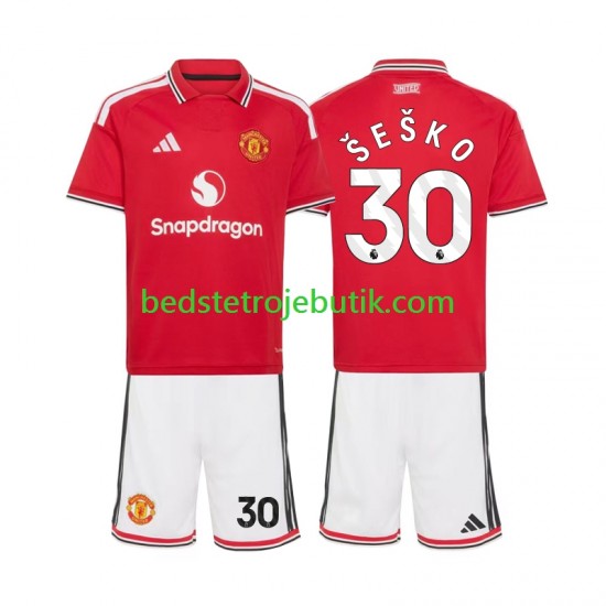 Manchester United Benjamin Sesko 30 Børn Hjemmebane Fodboldtrøje 2026-2027 Kortærmet