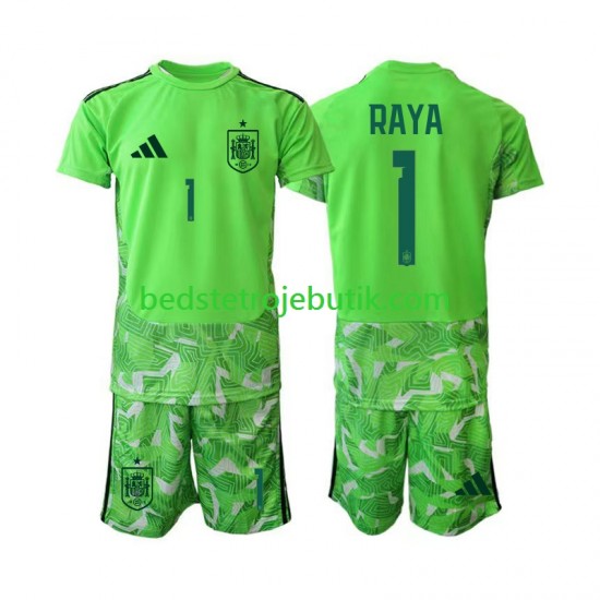 Spanien David Raya 1 6th Green color Målmand Børn Fodboldtrøje World Cup 2026 Kortærmet