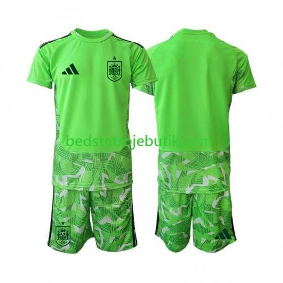 Spanien 6th Green color Målmand Børn Fodboldtrøje World Cup 2026 Kortærmet