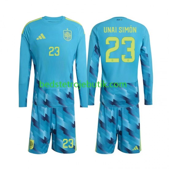 Spanien Unai Simon 23 Målmand Børn Hjemmebane Fodboldtrøje World Cup 2026 Langærmet