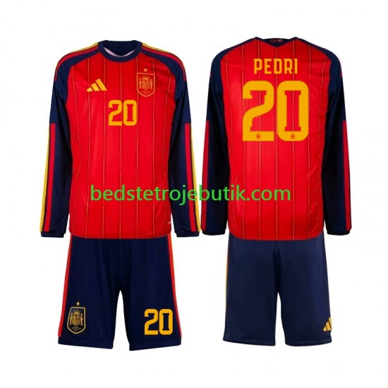 Spanien Pedri 20 Børn Hjemmebane Fodboldtrøje World Cup 2026 Langærmet