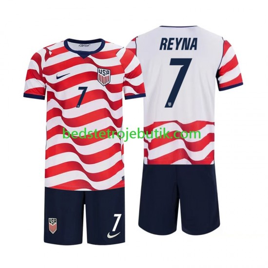 USA Giovanni Reyna 7 Børn Hjemmebane Fodboldtrøje World Cup 2026 Kortærmet