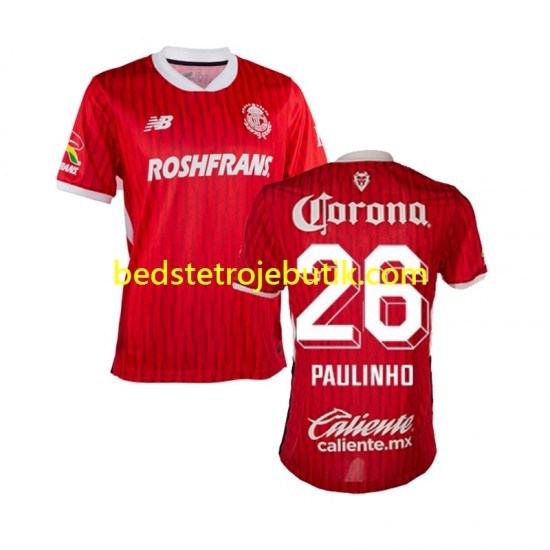 Deportivo Toluca Paulinho 26 Mænd Hjemmebane Fodboldtrøje 2024-2025 Kortærmet
