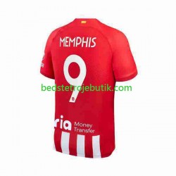 Atlético Madrid 2 Memphis Depay 9 Mænd Hjemmebane Fodboldtrøje 2023-2024 Kortærmet