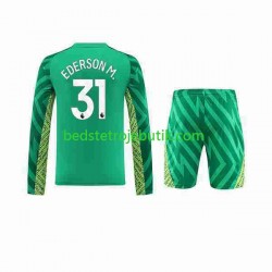 Manchester City Ederson Moraes 31 Målmand Børn Hjemmebane Fodboldtrøje 2023-2024 Langærmet
