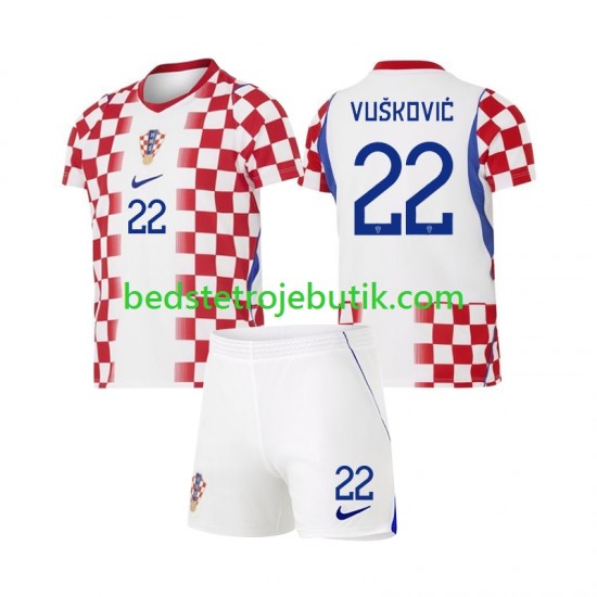 Kroatien Luka Vuskovic 22 Børn Hjemmebane Fodboldtrøje World Cup 2026 Kortærmet
