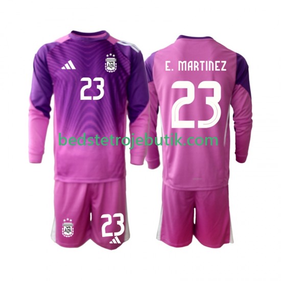 Argentina Emiliano Martinez 23 Målmand Børn Hjemmebane Fodboldtrøje 2025 Langærmet