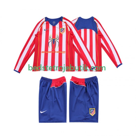 Atlético Madrid 2005 Retro Børn Hjemmebane Fodboldtrøje 2004 Langærmet
