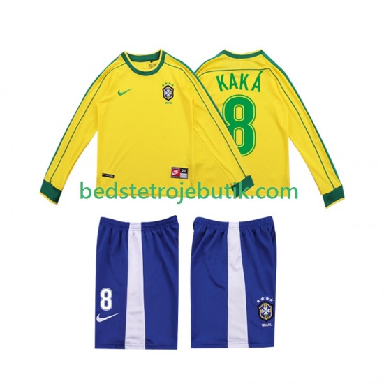 Brasilien KAKA 8 Retro Børn Hjemmebane Fodboldtrøje 1998 Langærmet