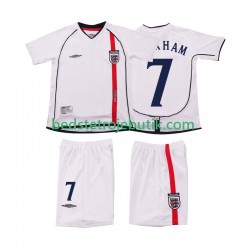England BECKHAM 7 Retro Børn Hjemmebane Fodboldtrøje 2002 Kortærmet