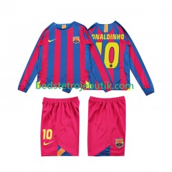 FC Barcelona RONALDINHO 10 2005 Retro Børn Hjemmebane Fodboldtrøje 2006 Langærmet