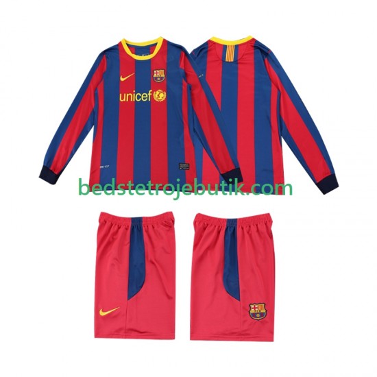 FC Barcelona Retro Børn Hjemmebane Fodboldtrøje 2011 2010 Langærmet