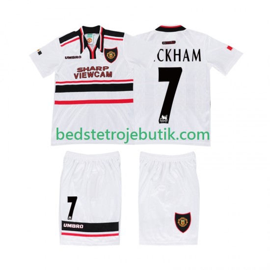 Manchester United BECKHAM 7 Retro Børn Udebane Fodboldtrøje 1998 Kortærmet