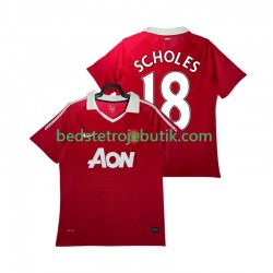Manchester United SCHOLES 18 Retro Mænd Hjemmebane Fodboldtrøje 2011 2010 Kortærmet