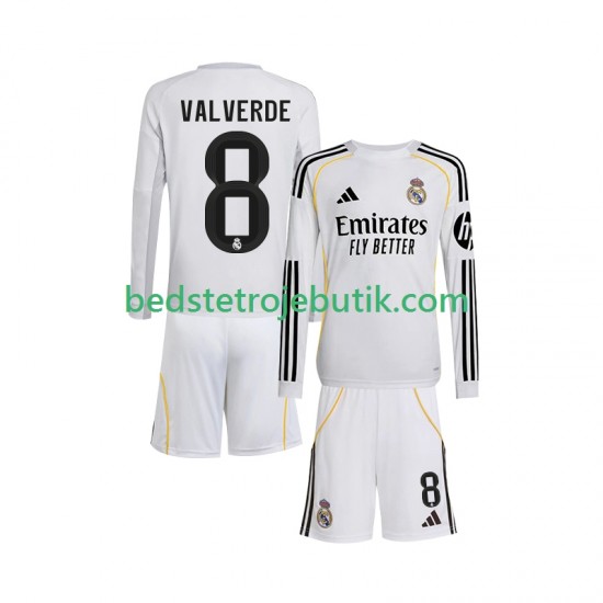 Real Madrid Valverde 8 Børn Hjemmebane Fodboldtrøje 2025-2026 Langærmet