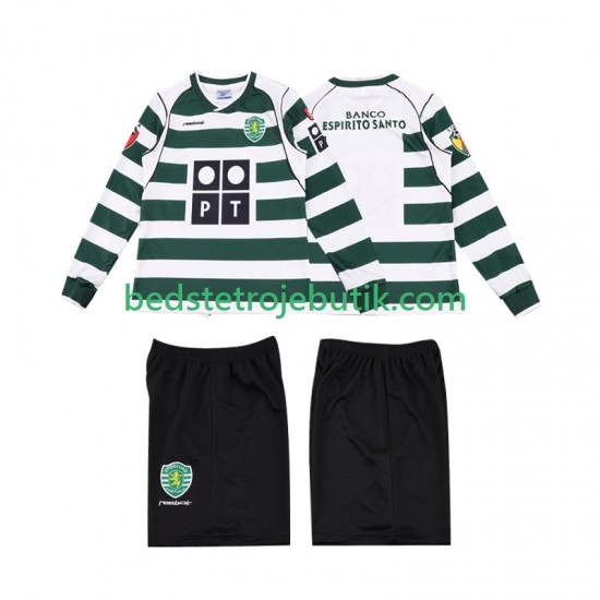 Sporting CP 2001 2003 Retro Børn Hjemmebane Fodboldtrøje Langærmet