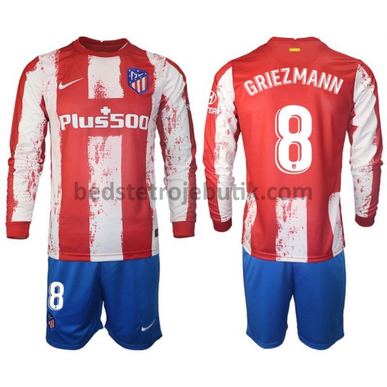 Atlético Madrid GRIEZMANN 8 Børn Hjemmebane Fodboldtrøje 2021-2022 Langærmet
