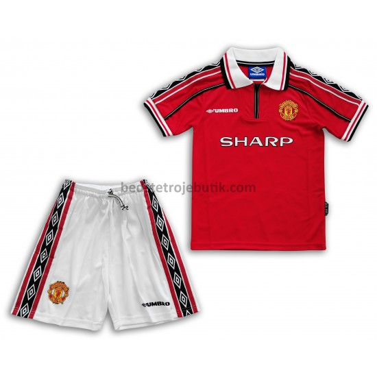 Manchester United Retro Børn Hjemmebane Fodboldtrøje 1998-1999 Kortærmet