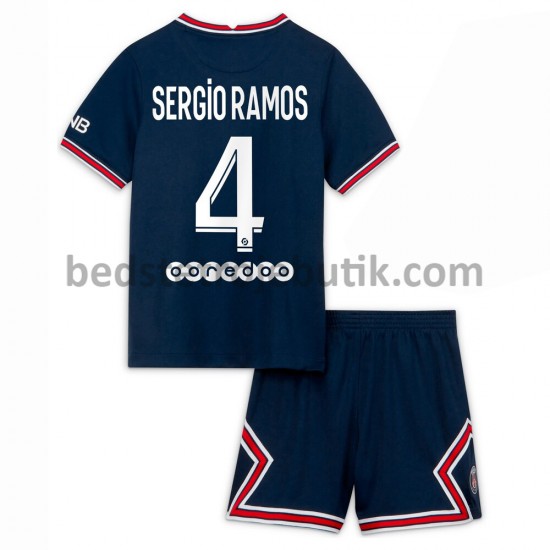 Paris Saint-Germain Sergio Ramos 4 Børn Hjemmebane Fodboldtrøje 2021-2022 Kortærmet