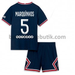 Paris Saint-Germain Marquinhos 5 Børn Hjemmebane Fodboldtrøje 2021-2022 Kortærmet
