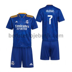 Real Madrid Eden Hazard 7 Børn Udebane Fodboldtrøje 2021-2022 Kortærmet