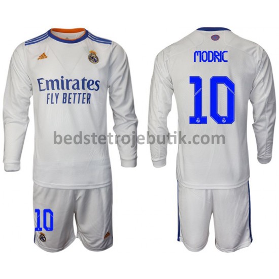 Real Madrid Modric 10 Børn Hjemmebane Fodboldtrøje 2021-2022 Langærmet