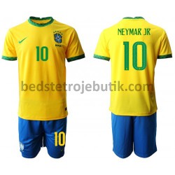 Brasilien Neymar JR 10 Børn Hjemmebane Fodboldtrøje 2020-2021 Kortærmet