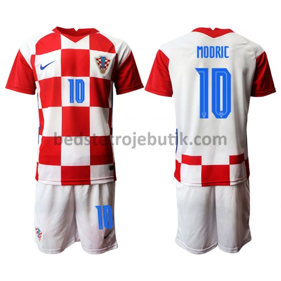 Kroatien Luka Modrić 10 Børn Hjemmebane Fodboldtrøje Euro 2020 Kortærmet