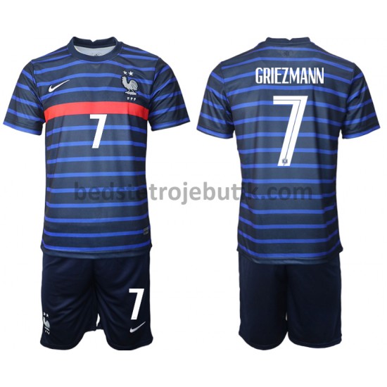 Frankrig Antoine Griezmann 7 Børn Hjemmebane Fodboldtrøje Euro 2020 Kortærmet