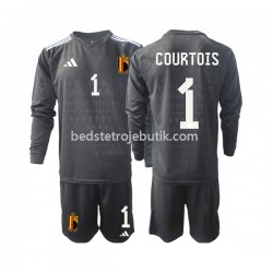 Belgien Courtois 1 Målmand Børn Udebane Fodboldtrøje 2022 Langærmet