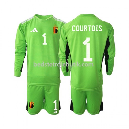 Belgien Courtois 1 Målmand Børn Hjemmebane Fodboldtrøje 2021-2022 Langærmet