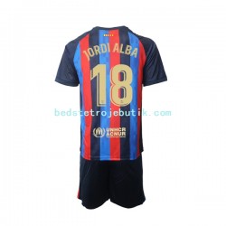 FC Barcelona Jordi Alba 18 Børn Hjemmebane Fodboldtrøje 2022-2023 Kortærmet
