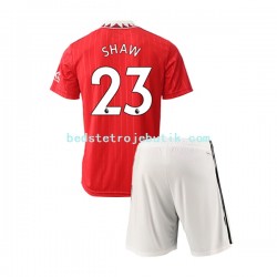 Manchester United Luke Shaw 23 Børn Hjemmebane Fodboldtrøje 2022-2023 Kortærmet