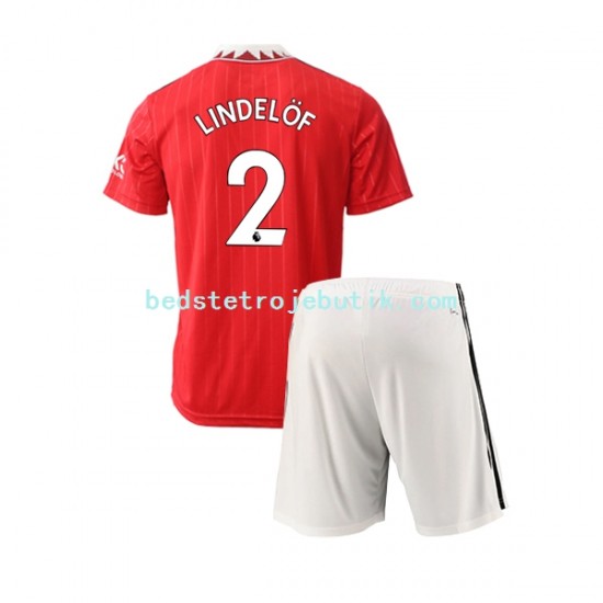 Manchester United Victor Lindelof 2 Børn Hjemmebane Fodboldtrøje 2022-2023 Kortærmet