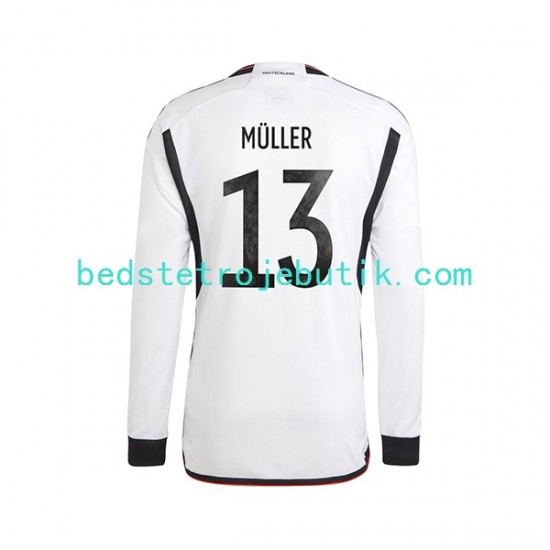 Tyskland Thomas Muller 13 Mænd Hjemmebane Fodboldtrøje World Cup 2022 Langærmet