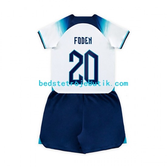 England Foden 20 Børn Hjemmebane Fodboldtrøje World Cup 2022 Kortærmet
